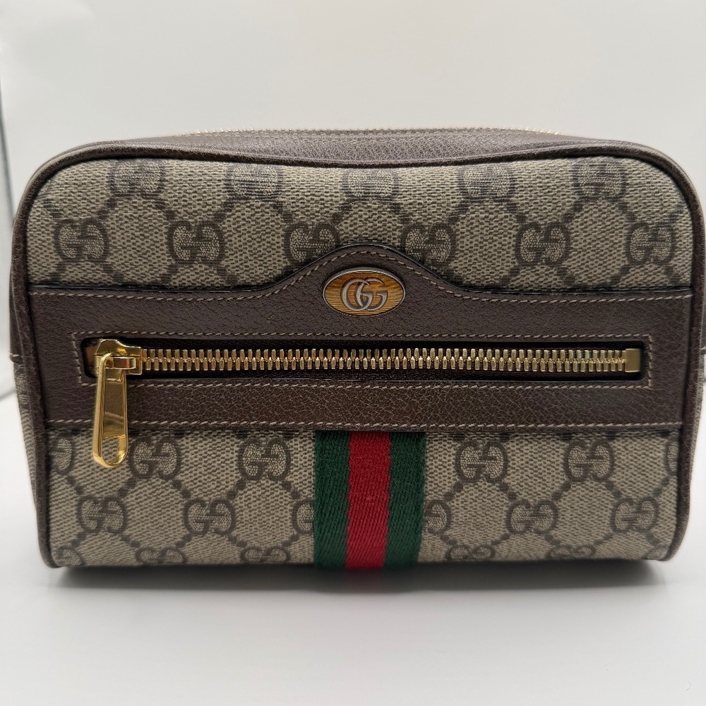 Authentic Gucci Ophidia GG Belt Bag Mini Beige Canvas/Leather